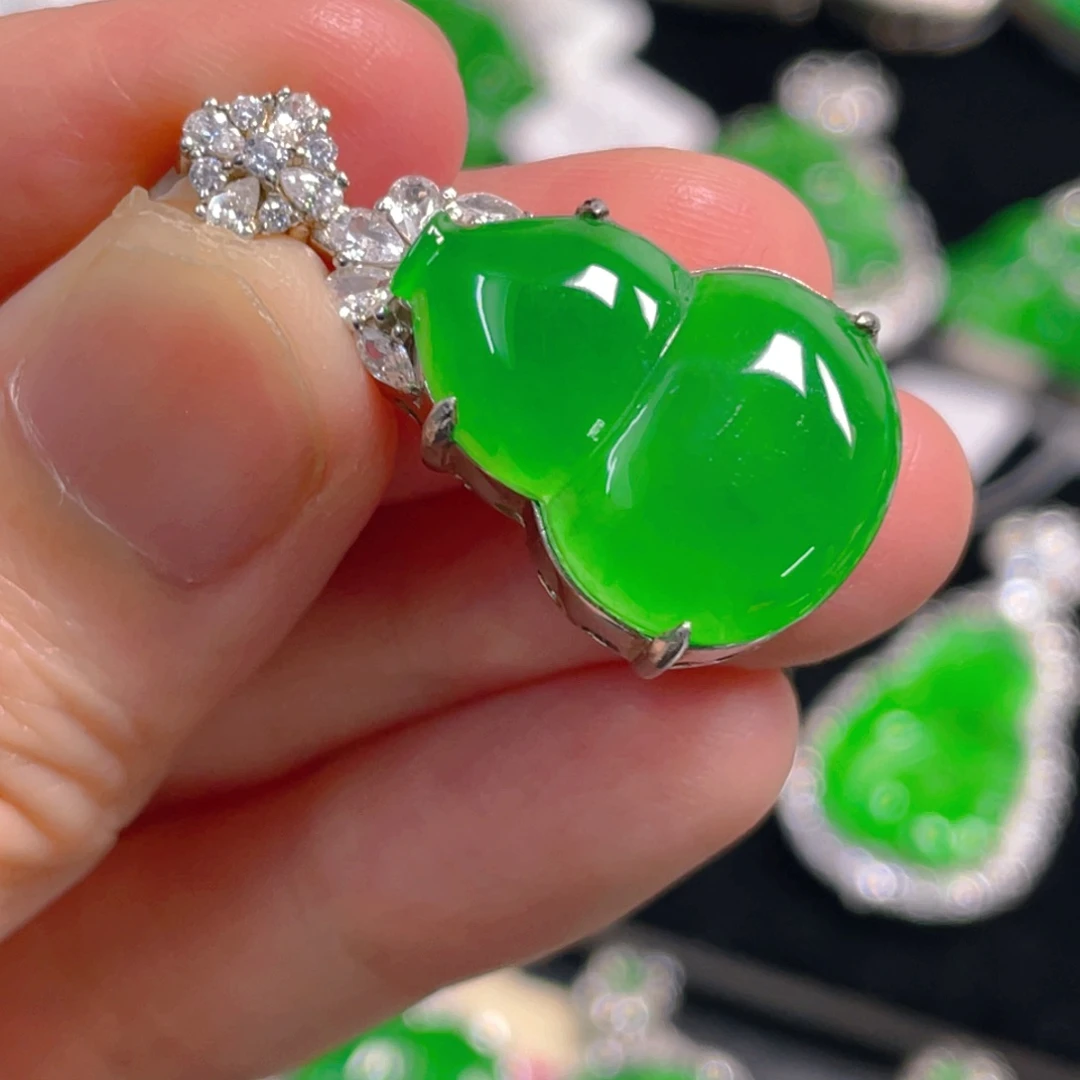 翡翠银S925镶嵌吊坠(不含链)