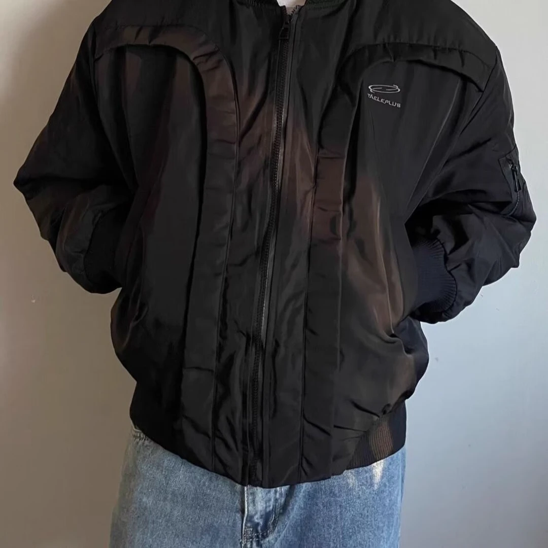 美式解构弧形飞行员夹克棉服保暖棉衣外套秋冬季男款高阶上衣男士