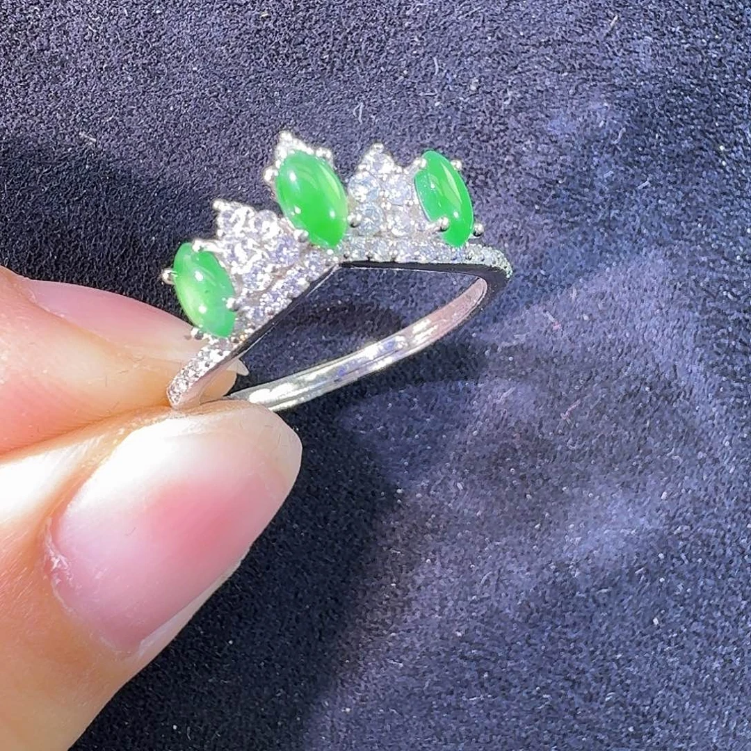 银S925镶嵌戒指翡翠马眼