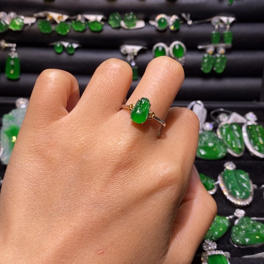 翡翠18K金镶嵌吊坠(不含链)貔貅