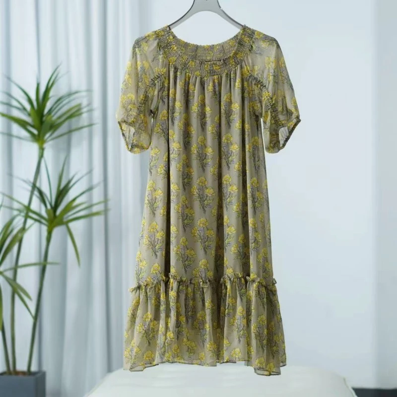 一路童行  谷系列 A535  品牌撤柜女装碎花连衣裙 212YLY202