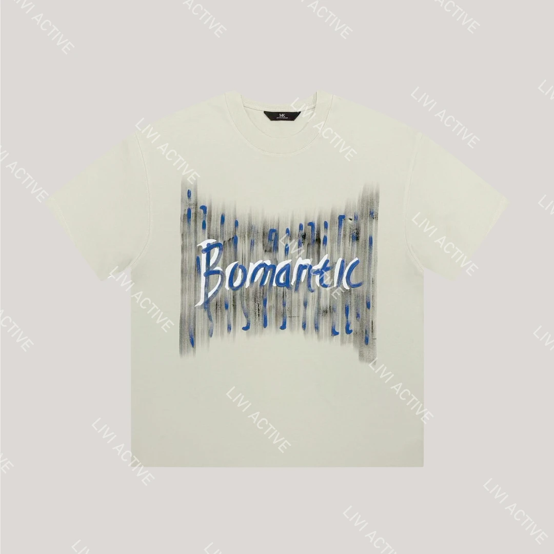 25/SS”Hand-painted“340g重磅纯棉手绘艺术字体美式宽松短袖T恤