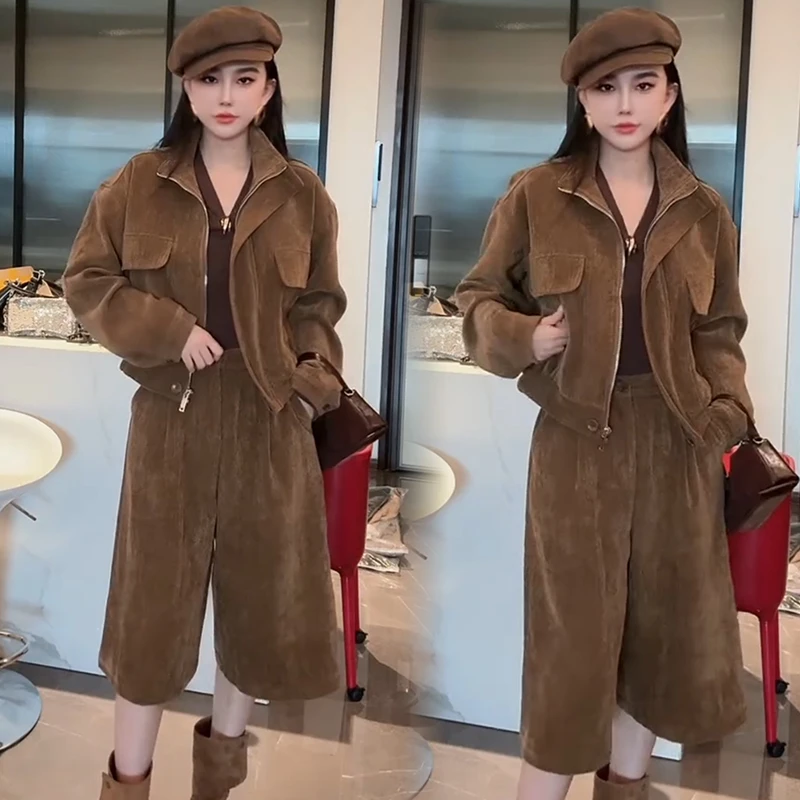 2025秋季新款时尚显瘦气质网红高档套装女高级百搭宽松大码两件套