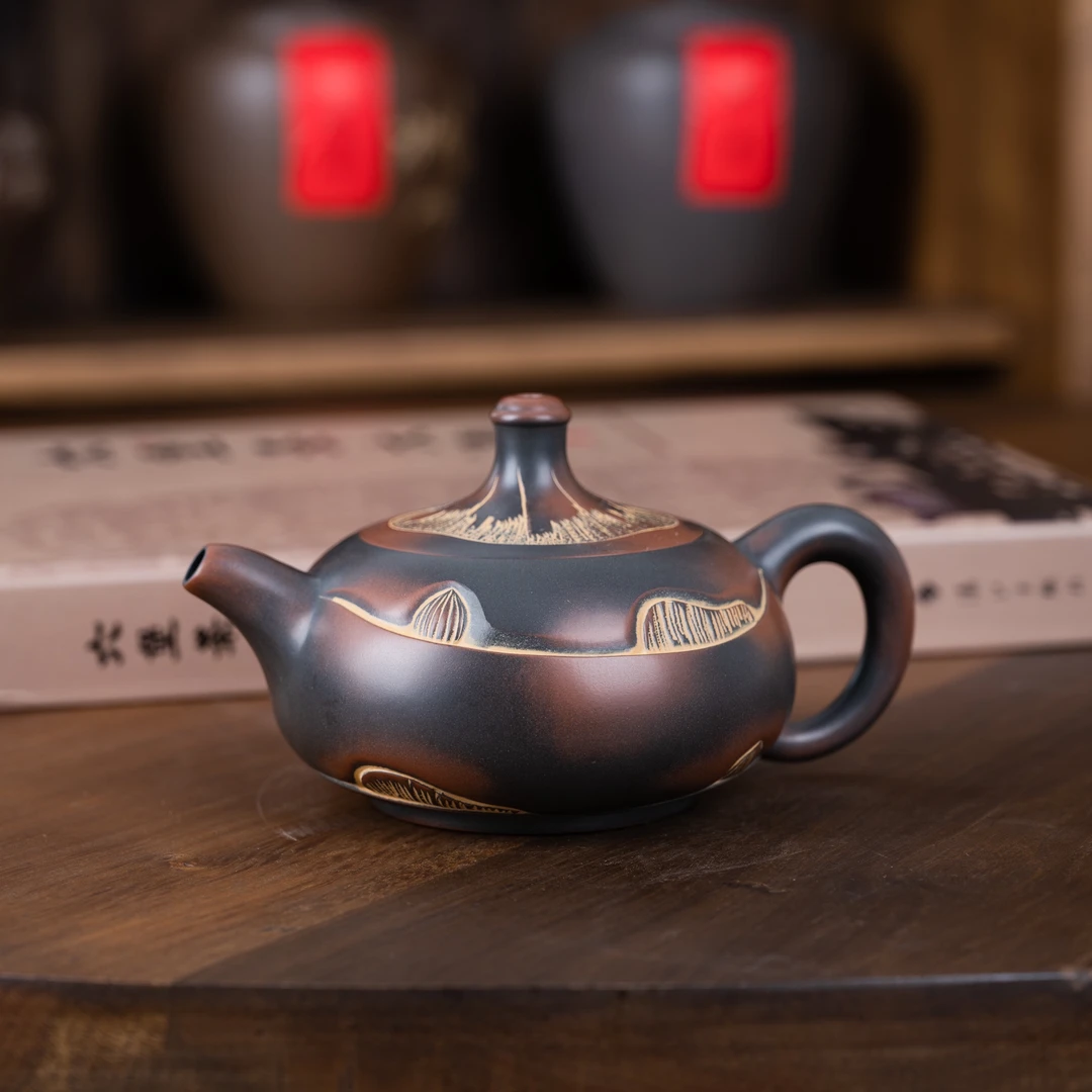 『仿生马蹄壶』坭兴陶茶壶省级大师张振和荸荠马蹄壶送礼佳品150cc