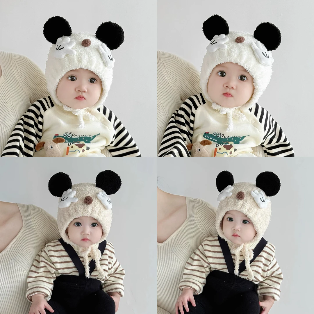 秋冬季米奇帽子卡通可爱耳朵宝宝保暖可爱婴幼儿男女儿童护耳帽