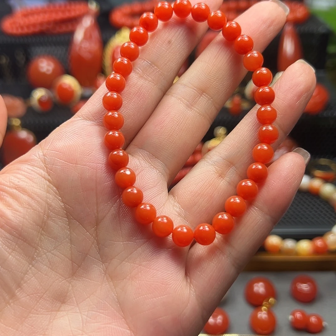 南红玛瑙未镶嵌单圈手串