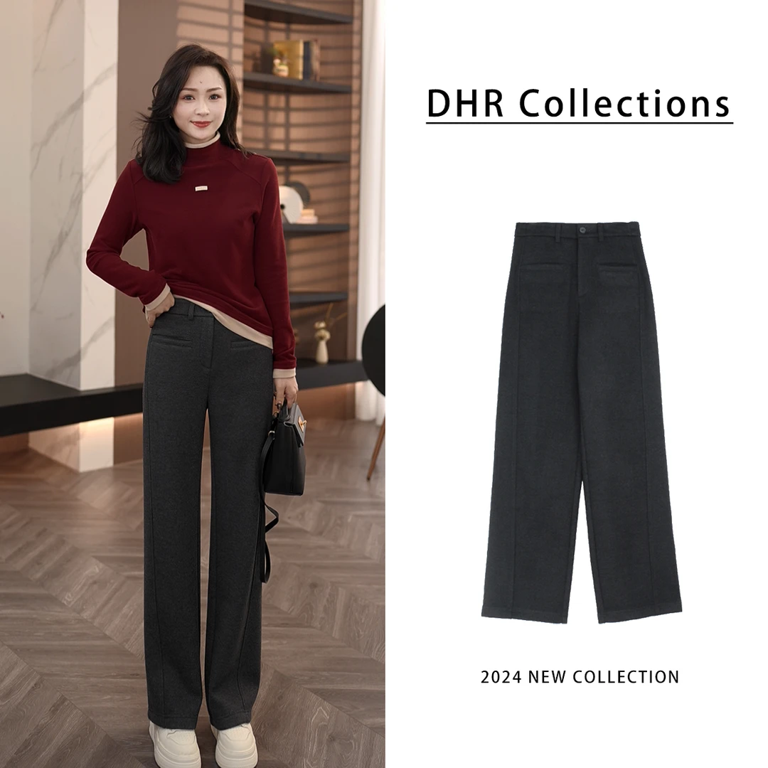 DHR COLLECTTIONS豆豆【女神裤】冬季加绒窄版直筒休闲裤女-D1108