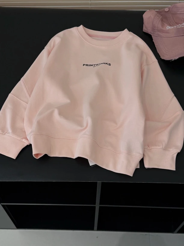 【郭郭童品】休闲粉色圆领卫衣91032