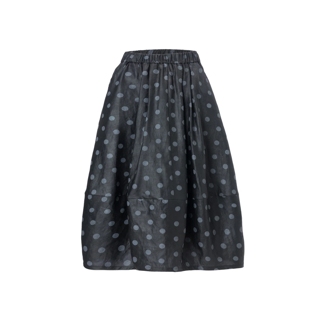 春夏女装桑蚕丝香云纱长半裙 中长款印花波点 阔形拼接时尚休闲