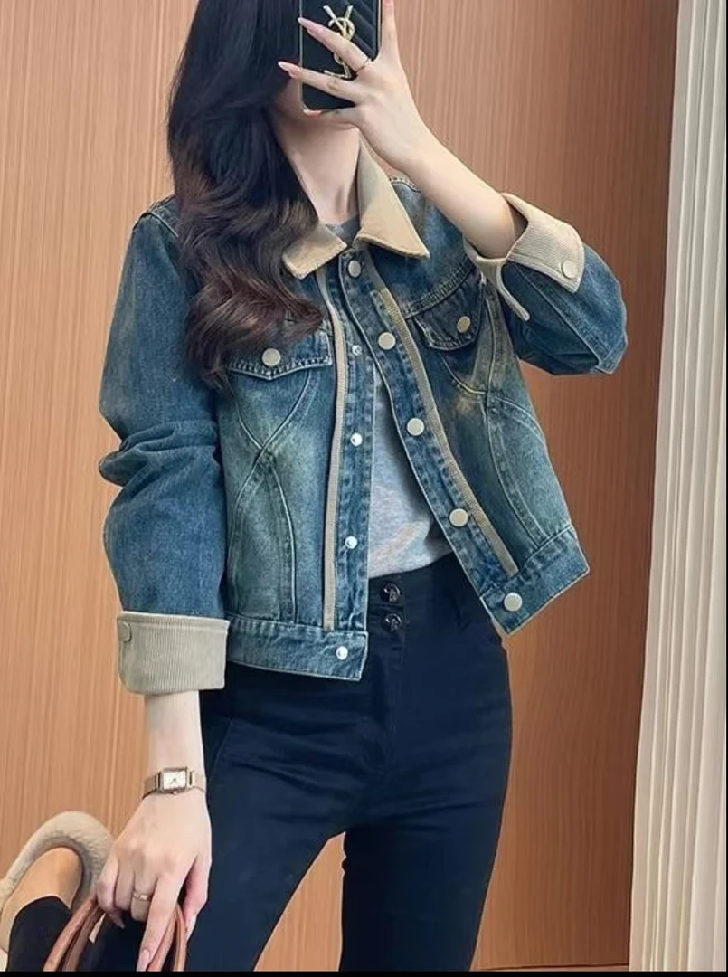 2025新款外套女韩国春秋季短款小个子设计感宽松百搭牛仔短外套