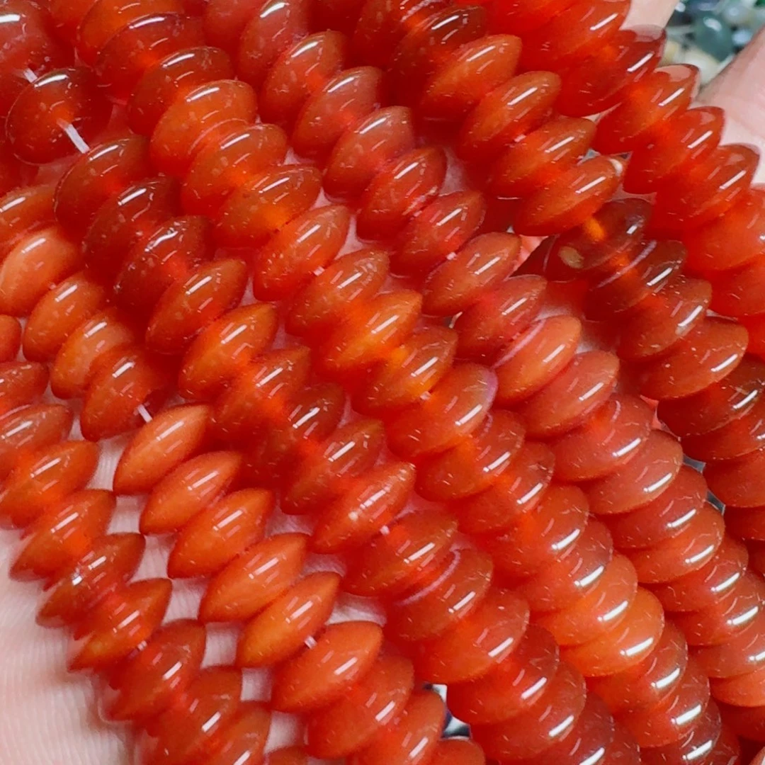 玛瑙/玉髓合金珠宝半成品10红玛瑙飞碟一条