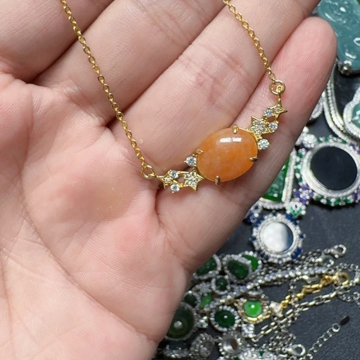 翡翠未镶嵌项圈天然A货翡翠放漏