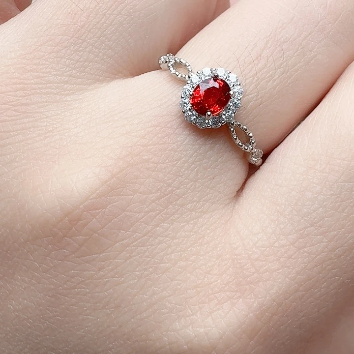 蓝宝石戒指银S925镶嵌戒指