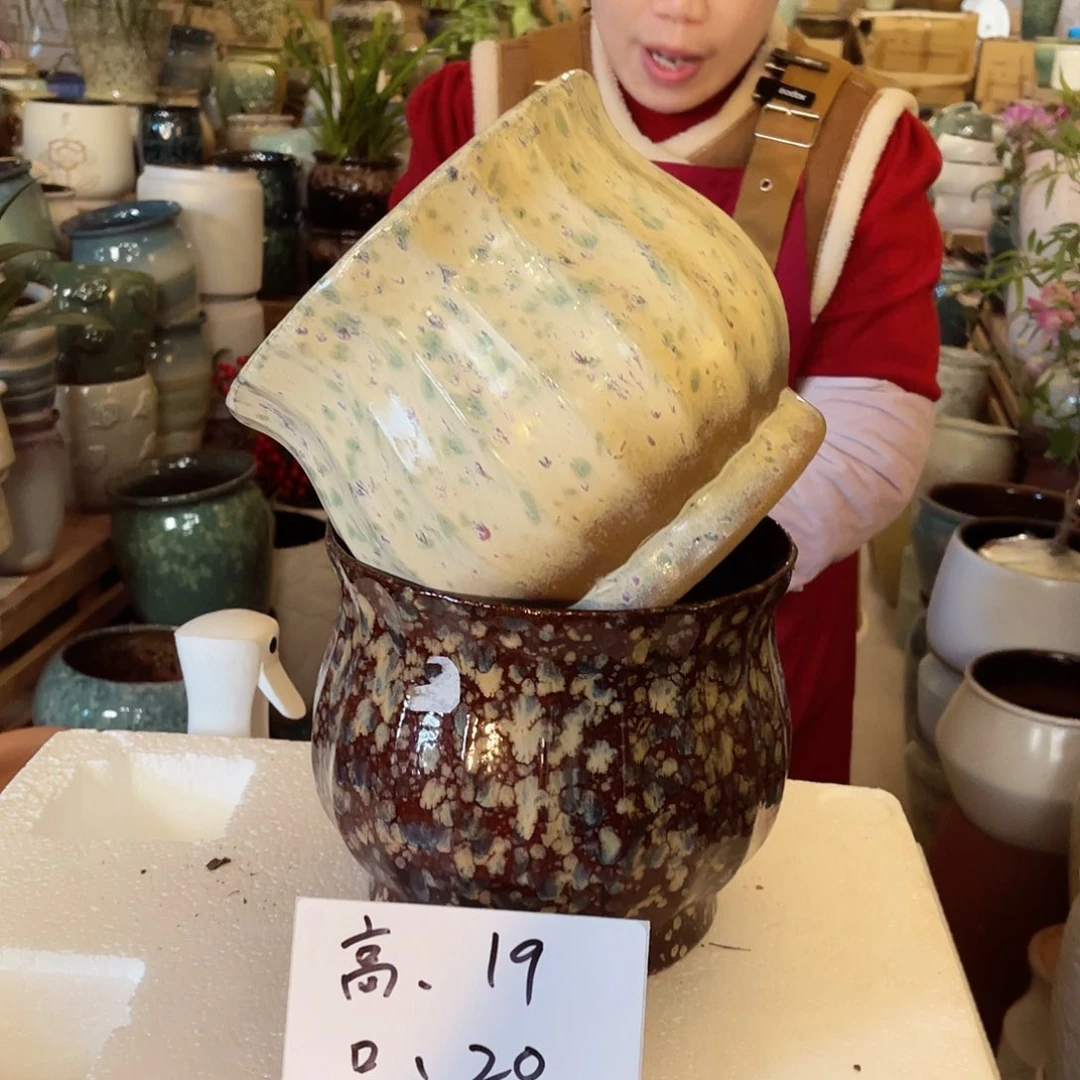 紫砂花盆高度19口径20