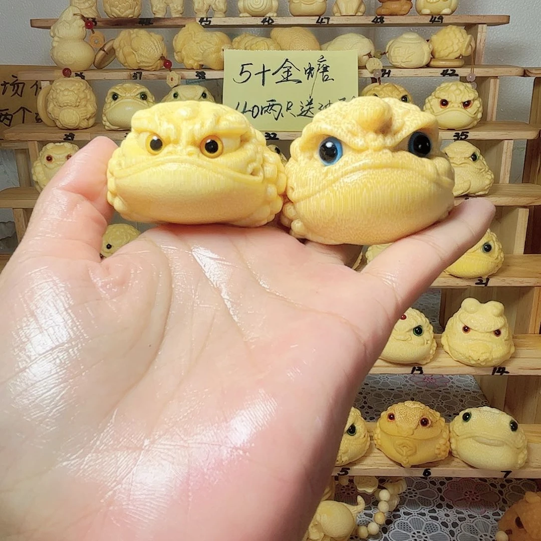 竹过****扰金蟾一对带油带刷