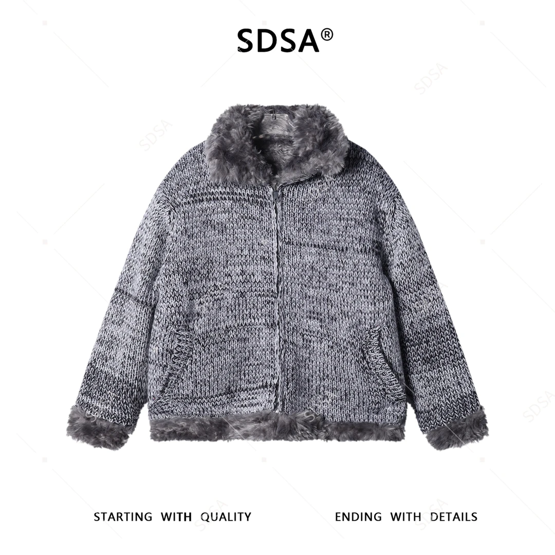 SDSA男士秋冬新款痞帅男装简约时尚双面可穿拉链毛衣外套百搭时尚