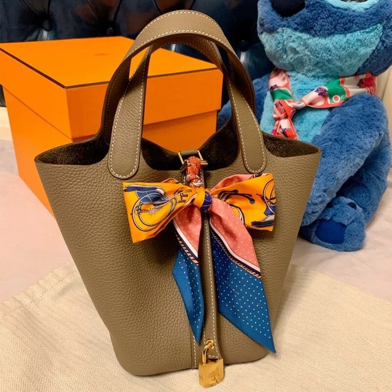 懒惰风新款菜篮子2024简约头层牛皮包包时尚手提包水桶包女包真