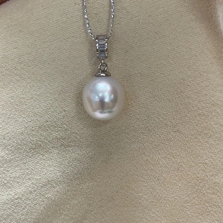 吊坠(不含链)银S925镶嵌海水珍珠10-11mm87号