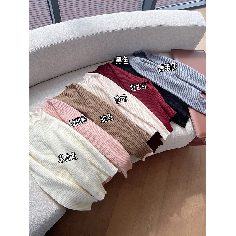 半高领套头针织衫休闲百搭打底毛衣时尚百搭上衣女