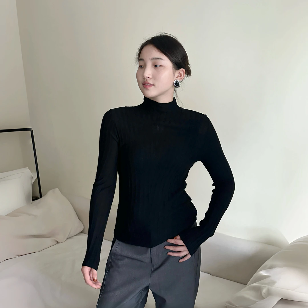 【NAINAI】秋冬高级感竖条纹针织打底内搭