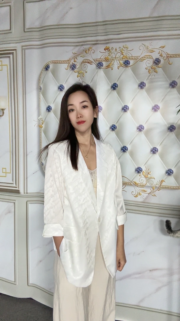 七分袖镂空女翻领西装领通勤西装上衣气质休闲拼接