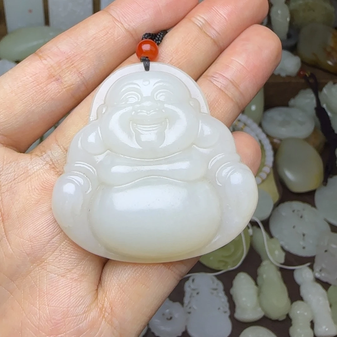 和田玉未镶嵌挂件弥勒佛5.0