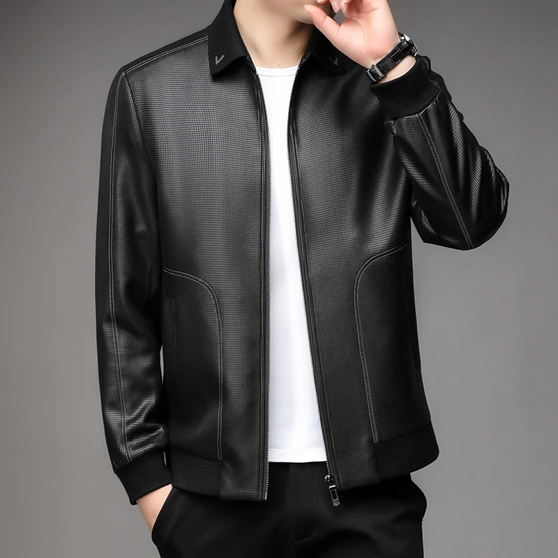 2025新款翻领皮衣气质休闲修身夹克百搭时尚韩版皮衣