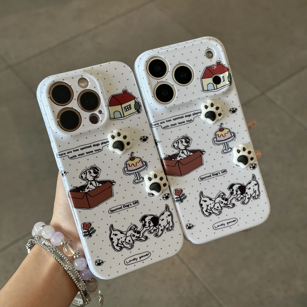 欧克里里立体猫爪斑点狗适用苹果16/17手机壳华为oppo小米15vivo