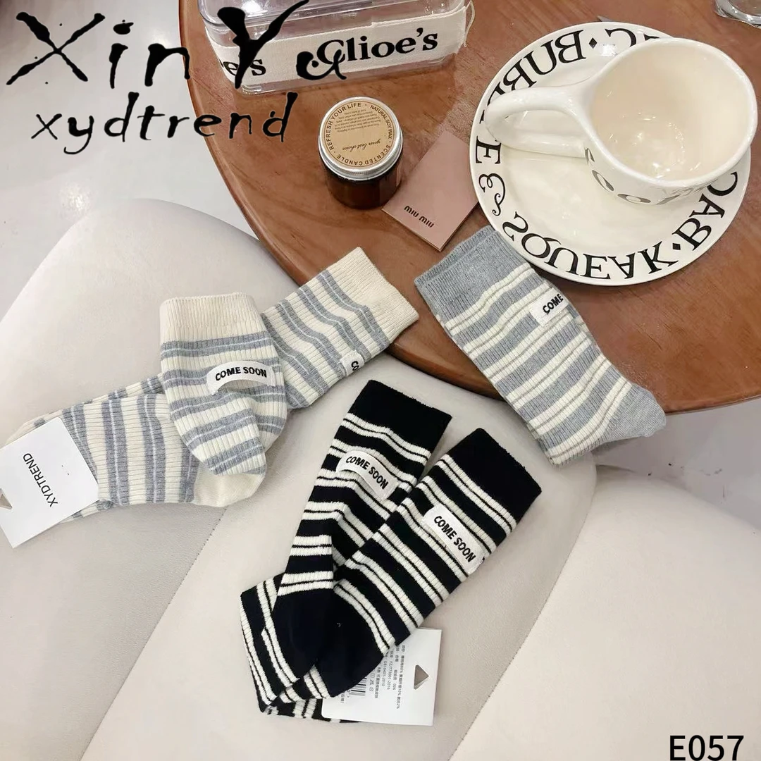 春季常规条纹中筒防汗透气中筒袜吸湿排汗锋芒大女主