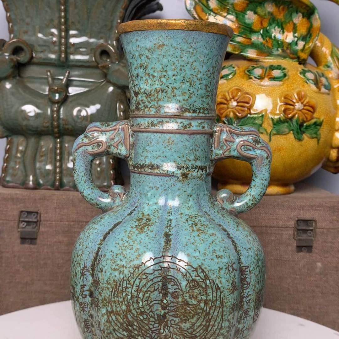 摆件钧瓷窑变双耳瓶推荐