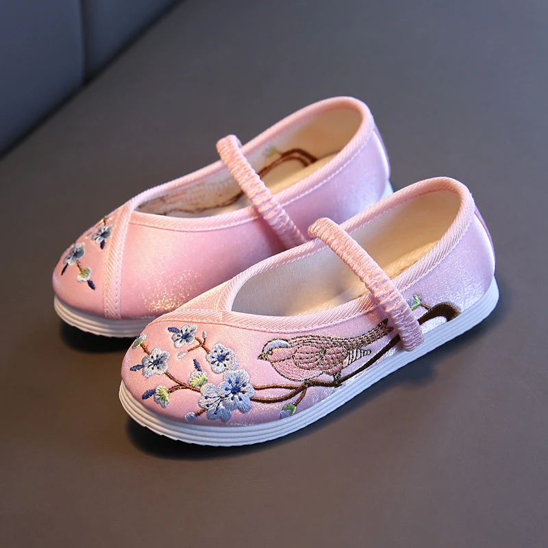 女童汉服鞋古装鞋子中国风小公主唐装马面裙绣花鞋老北京儿童布鞋