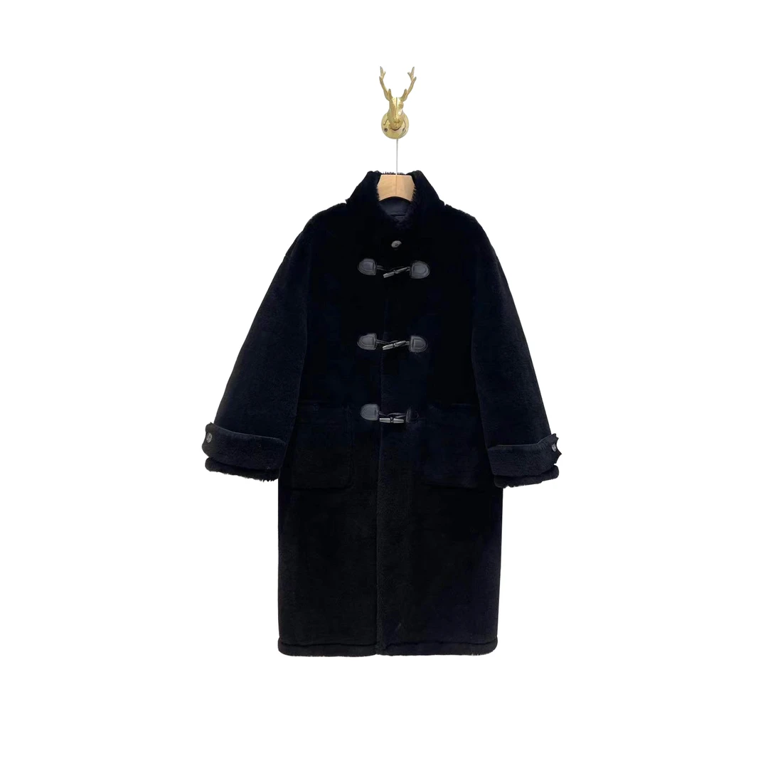 美尚公主【高端】7188海宁冬季新款欧美羊毛翻领长款气质厚外套