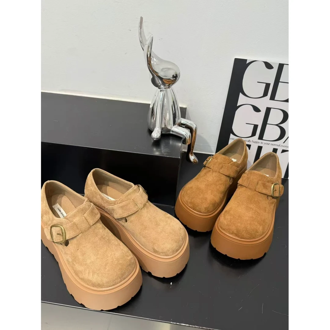 秋冬休闲款法式女新款百搭软底豆豆鞋单鞋9902-1(厚底勃肯)