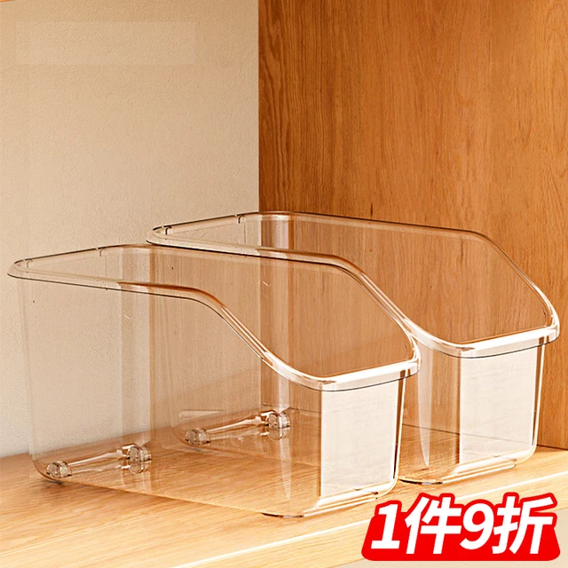 整体橱柜收纳盒整理杂物零食置物筐带滑轮桌面透明压克力拉篮储物