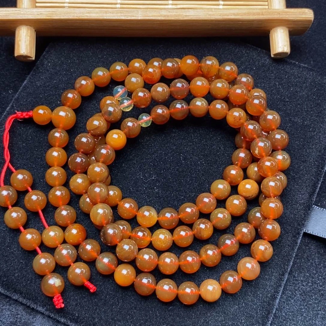 未镶嵌颈饰琥珀25.8克橘红蜜蜡108