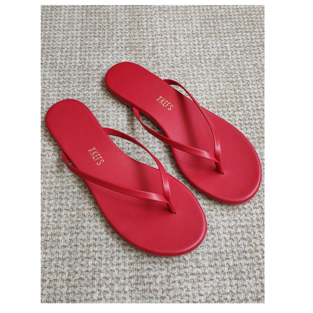 【洢社长】夏季海边沙滩度假休闲百搭网红款人字平底夹脚拖鞋004