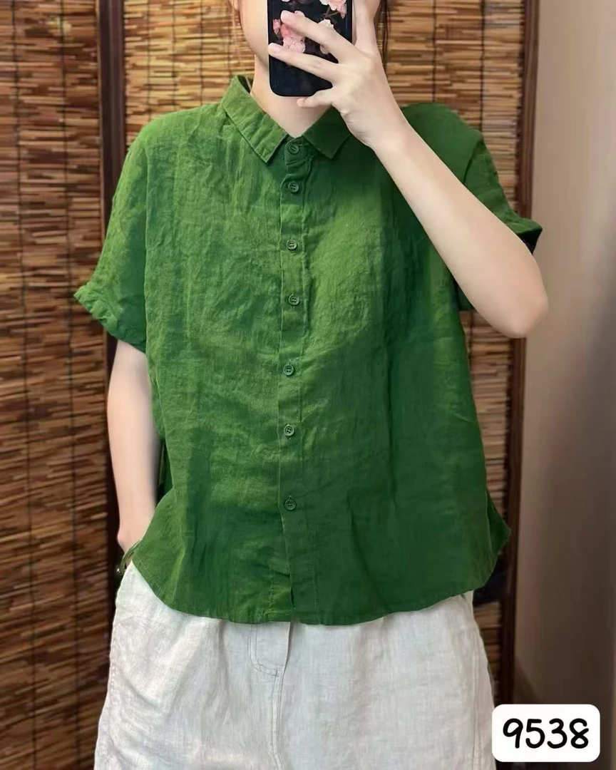 9538砂洗纯色汉麻基础款衬衫