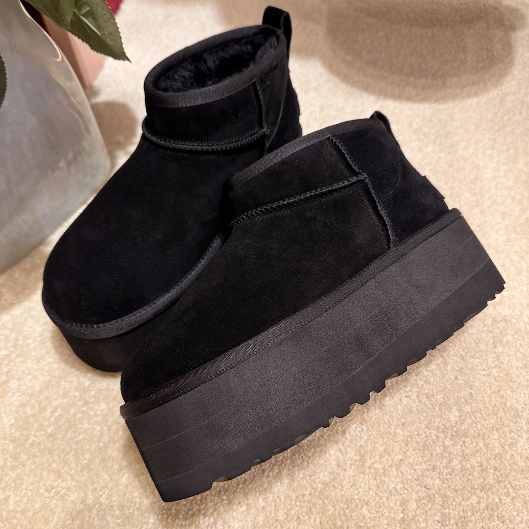 【IFUSI】经典设计真皮厚底百搭轻奢羊毛保暖短筒雪地靴 5902-1