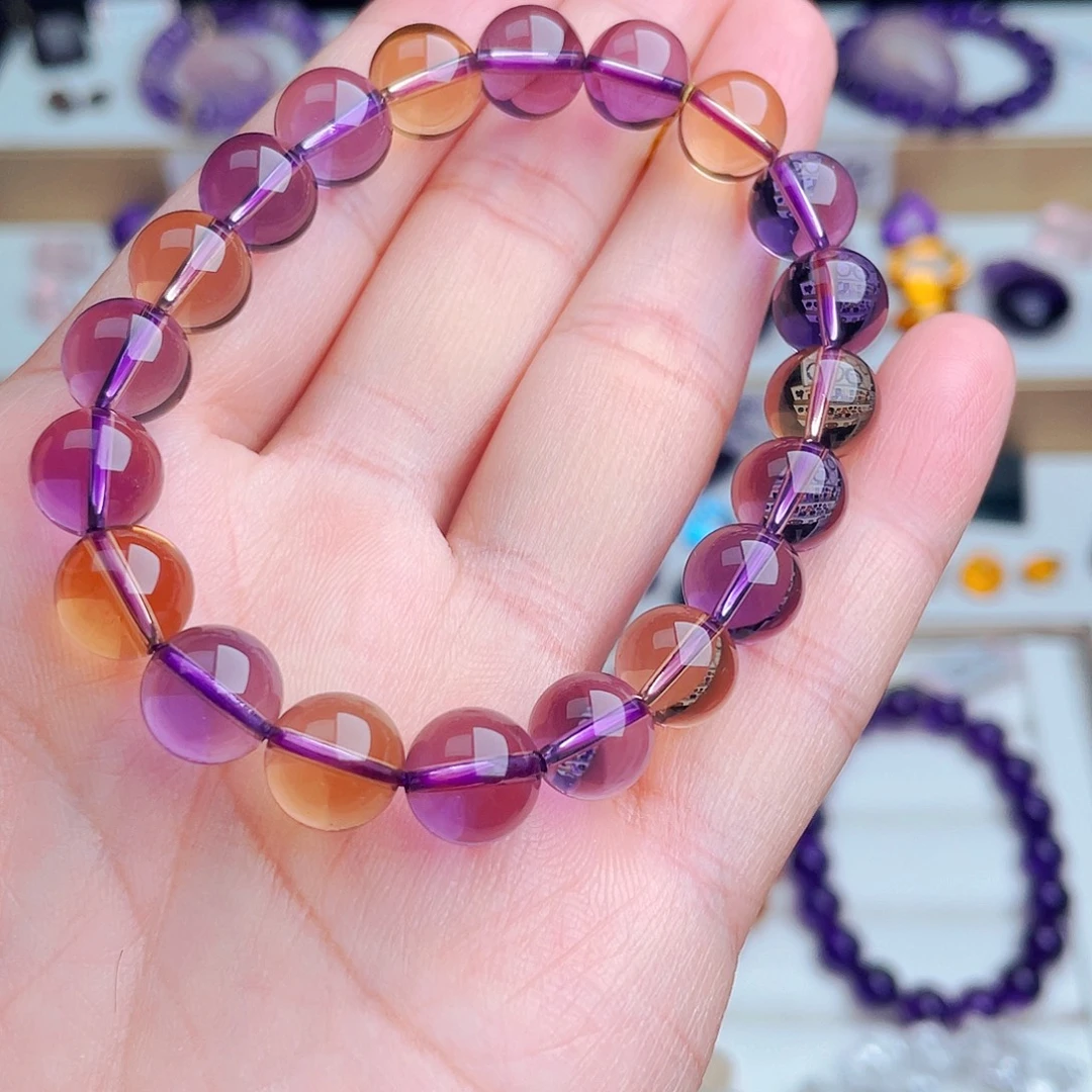 未镶嵌水晶珠宝半成品紫黄水晶手串