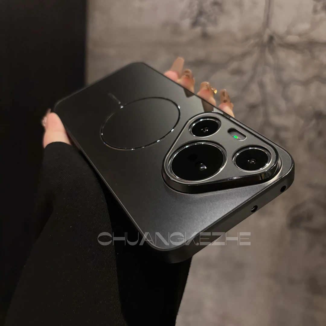 创壳者适用华为Pura70手机壳简约细圈磨砂磁吸P70pro+电镀防摔