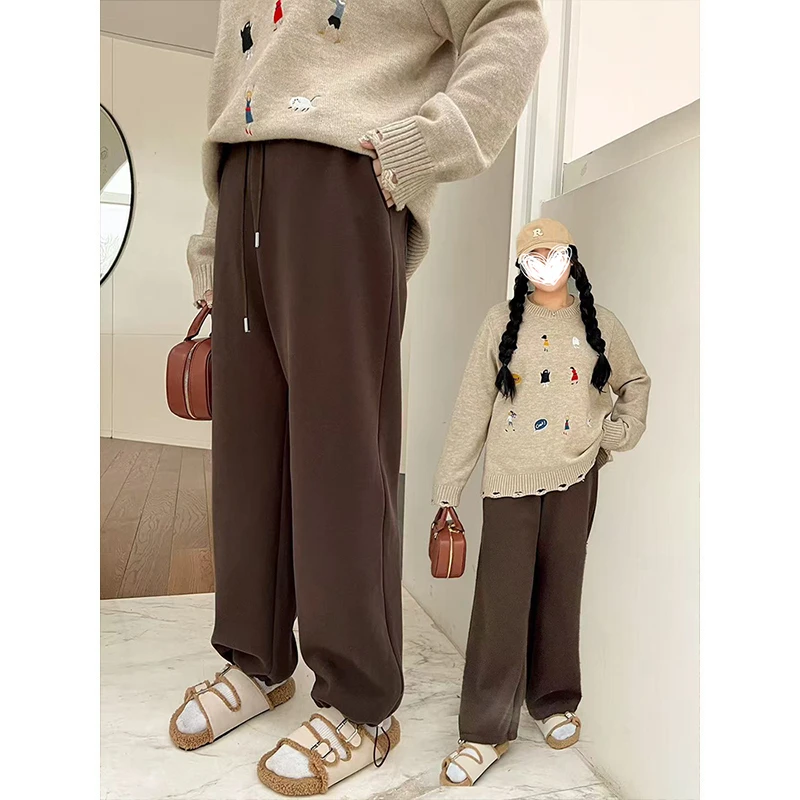 垂感高腰裤咖色慵懒风宽松阔腿裤弯刀裤秋冬外穿冬季长裤休闲