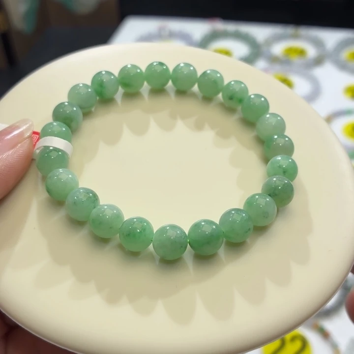 翡翠未镶嵌手链冰胶果阳绿飘8.4