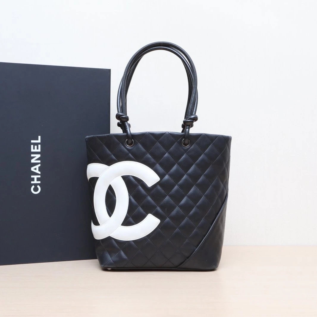 95新 Chanel/香奈儿 活动姑姑438731 康鹏mini菜篮子 黑白 9开