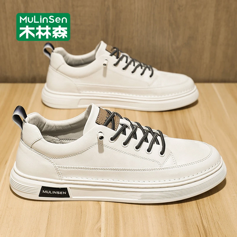 木林森小白鞋男款2025新款秋季休闲男士板鞋百搭厚底耐磨运动潮鞋