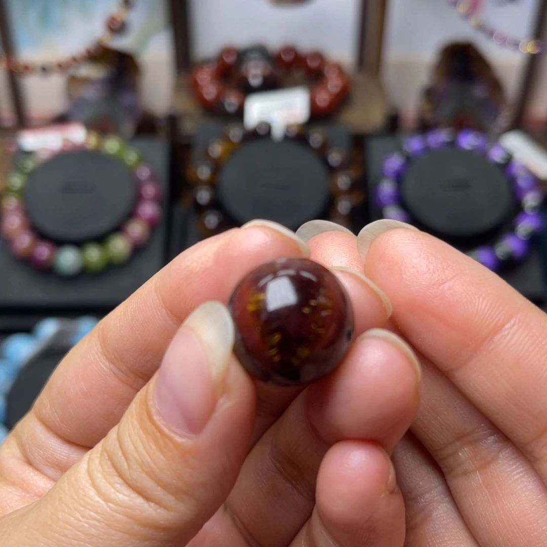 鱼***仔水晶未镶嵌手链极光天眼单珠17mm