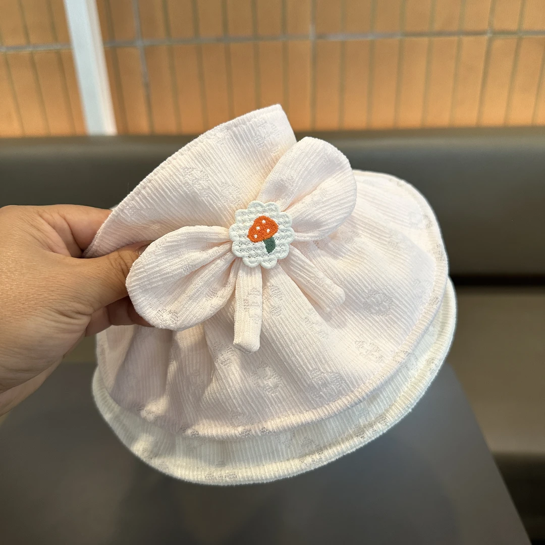 婴儿可爱防晒帽子薄款男女宝宝空顶帽儿童帽大檐遮阳帽调节透气帽