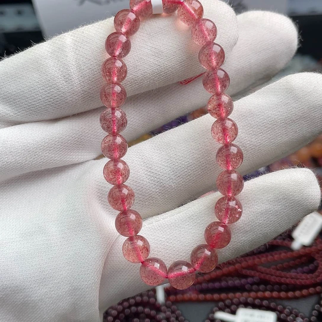 水晶手链未镶嵌7.5毫米单圈草莓晶