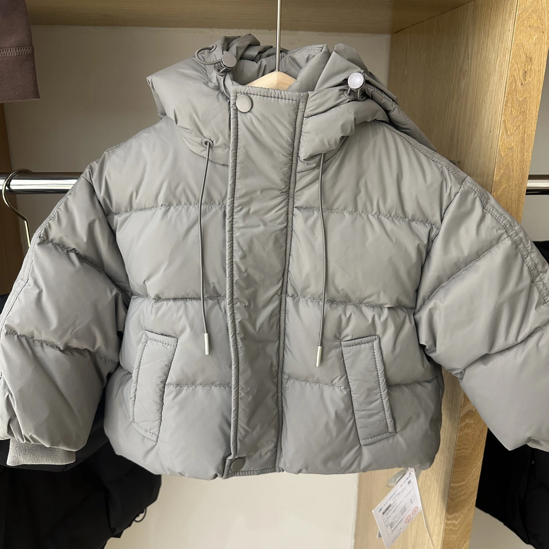 Q397儿童韩系灰色男童冬季羽绒服反季