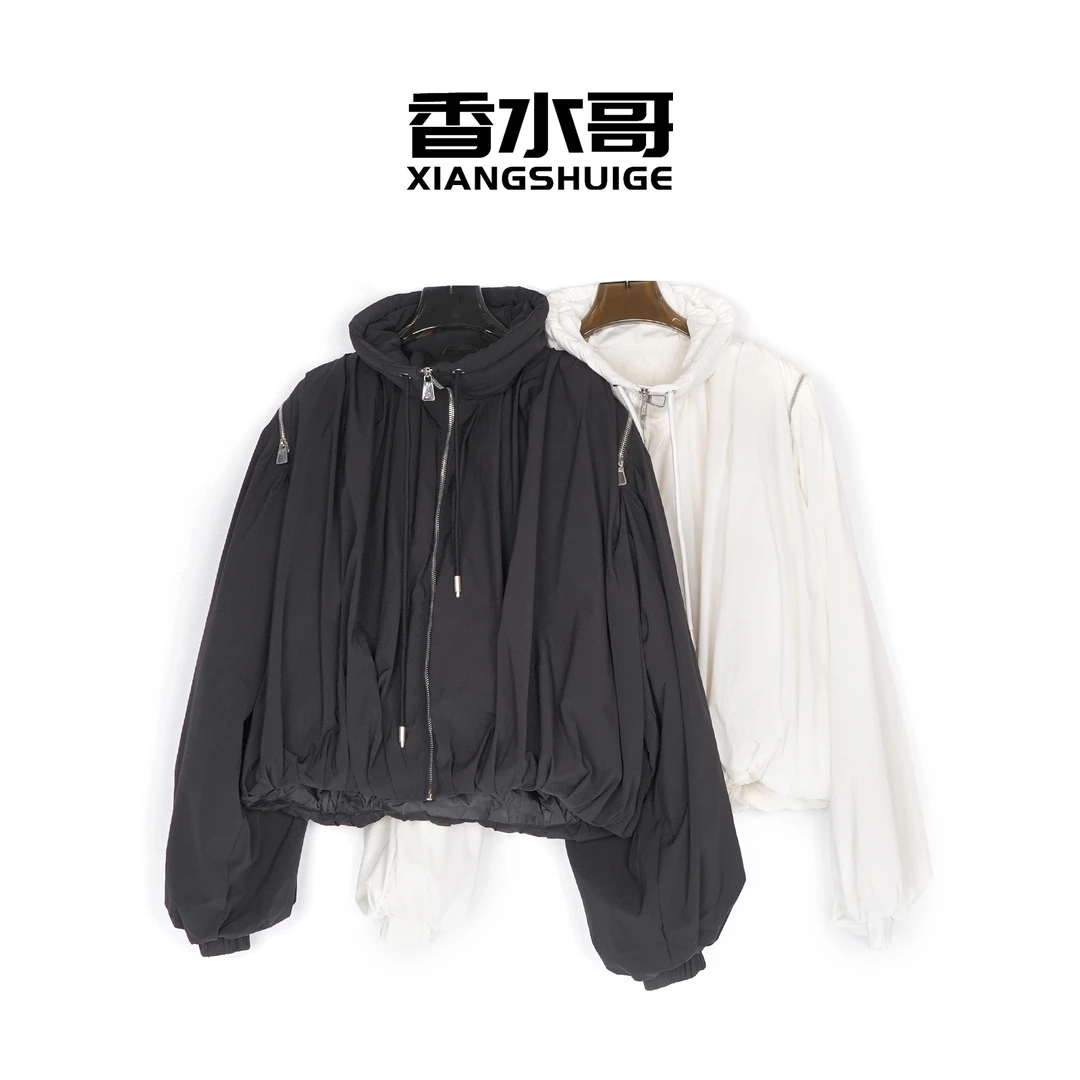 2025新款冬季女休闲加厚保暖羽绒服设计感轻盈时尚白鸭绒外套