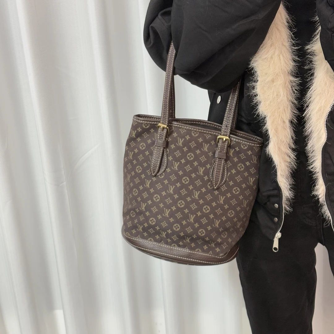 95新 LouisVuitton/路易威登 棕色老花单宁手提单肩包 db